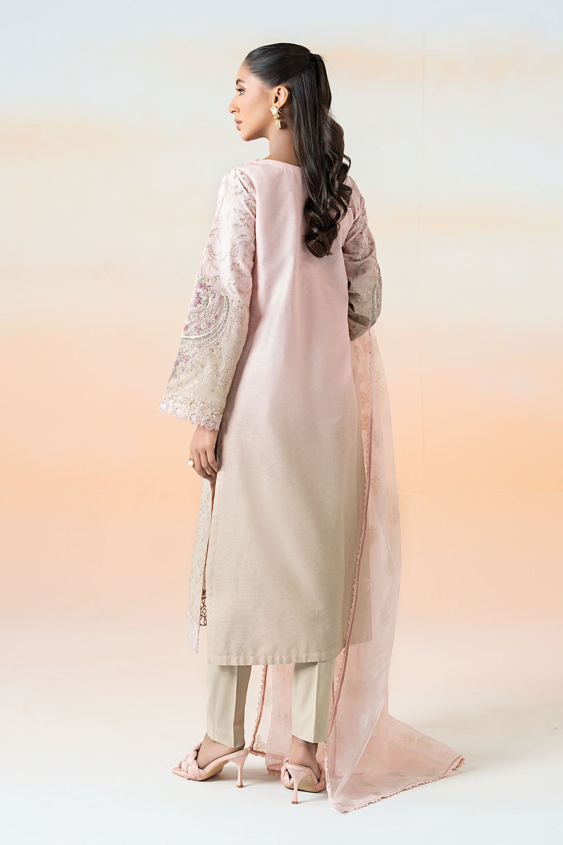 Maria B | Casual Pret 25 | DW-EF25-13 XS Pink Jacquard Lawn