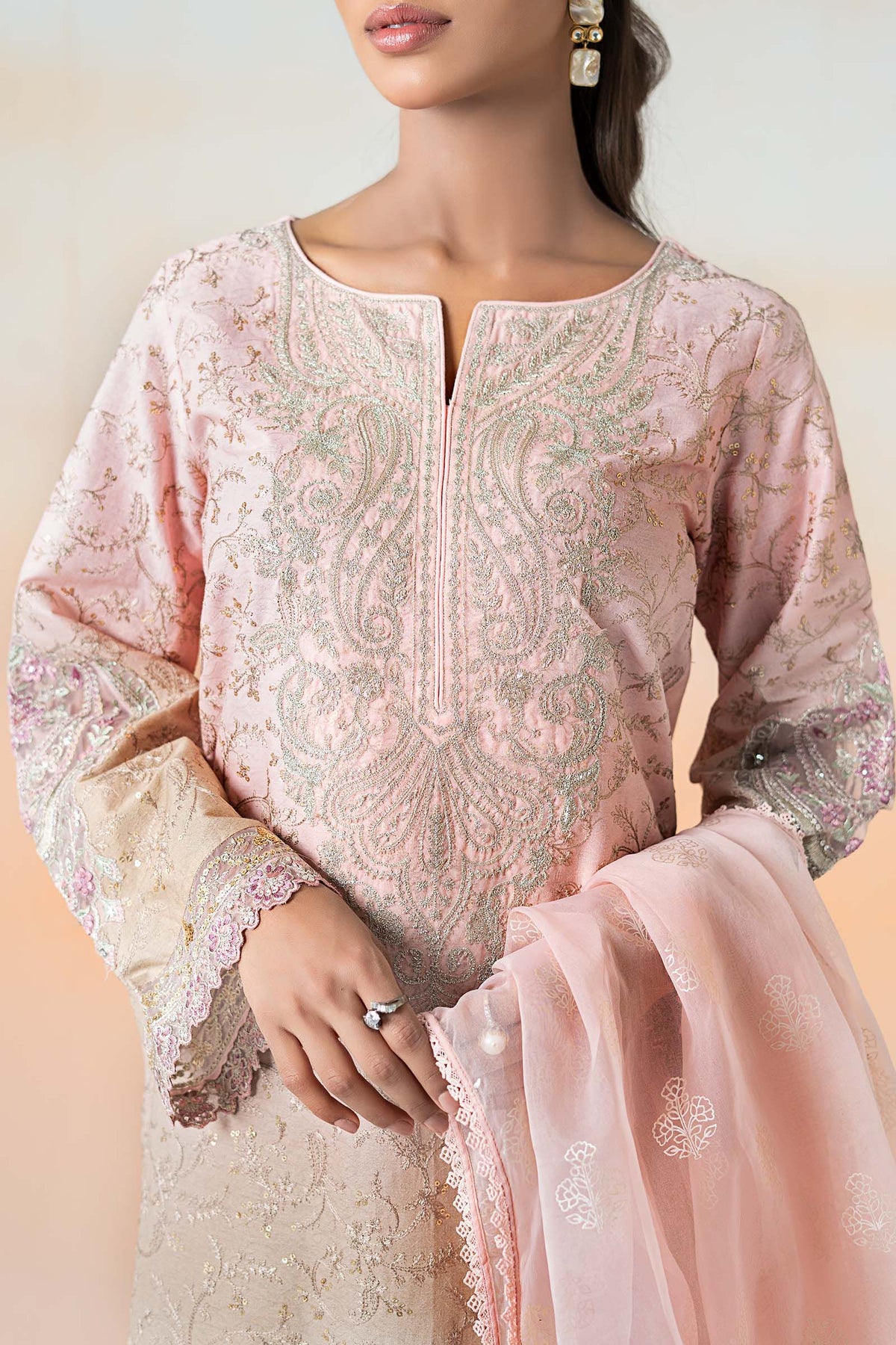 Maria B | Casual Pret 25 | DW-EF25-13 M Pink Jacquard Lawn