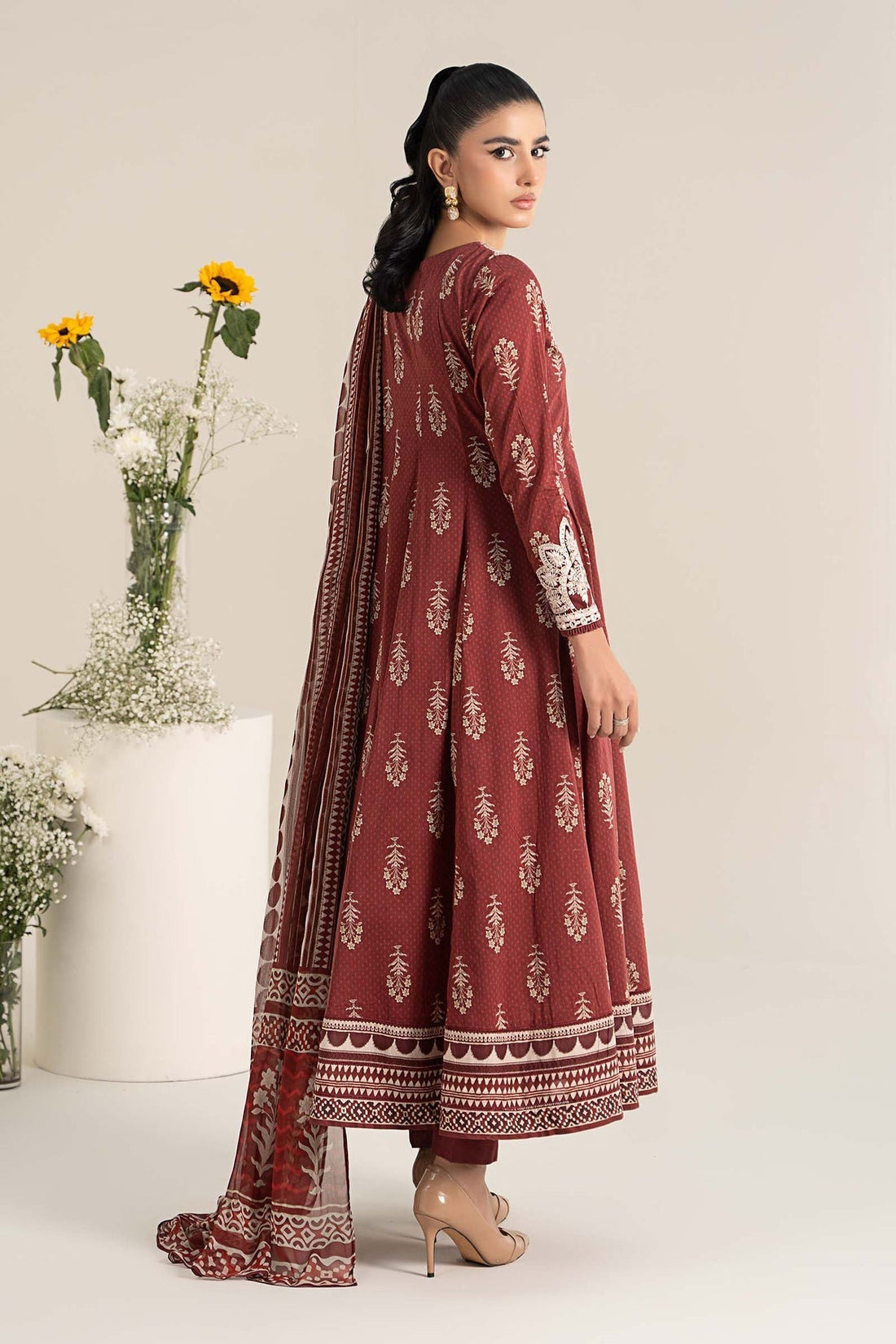 Maria B | Casual Pret 25 | DW-EF25-22 XS Maroon Lawn