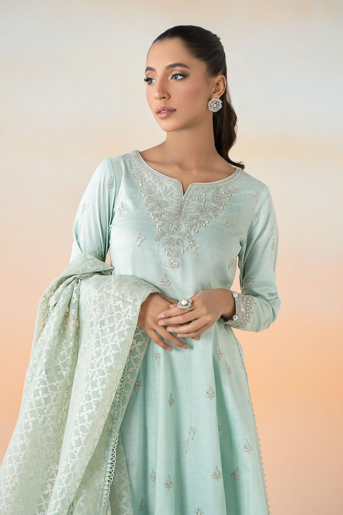 Maria B | Casual Pret 25 | DW-EF25-30 L Sky Blue Lawn