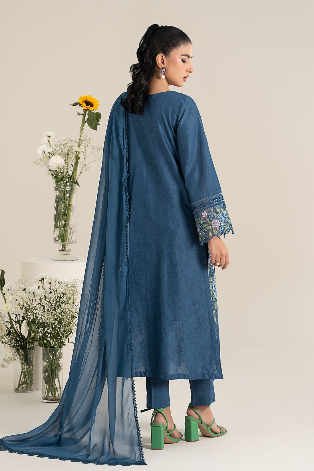Maria B | Casual Pret 25 | DW-EF25-45 XS Teal Jacquard Lawn