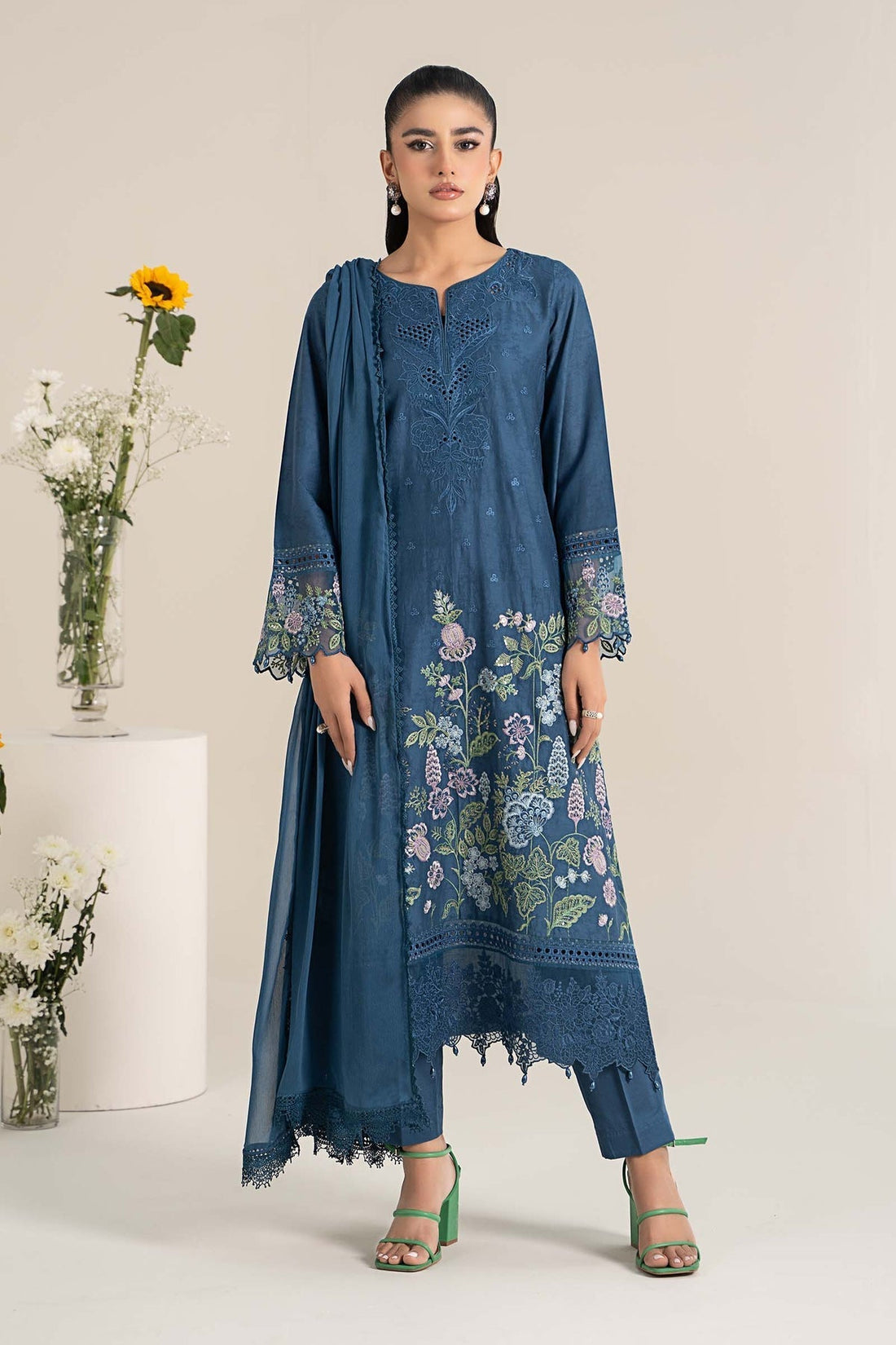 Maria B | Casual Pret 25 | DW-EF25-45 XS Teal Jacquard Lawn