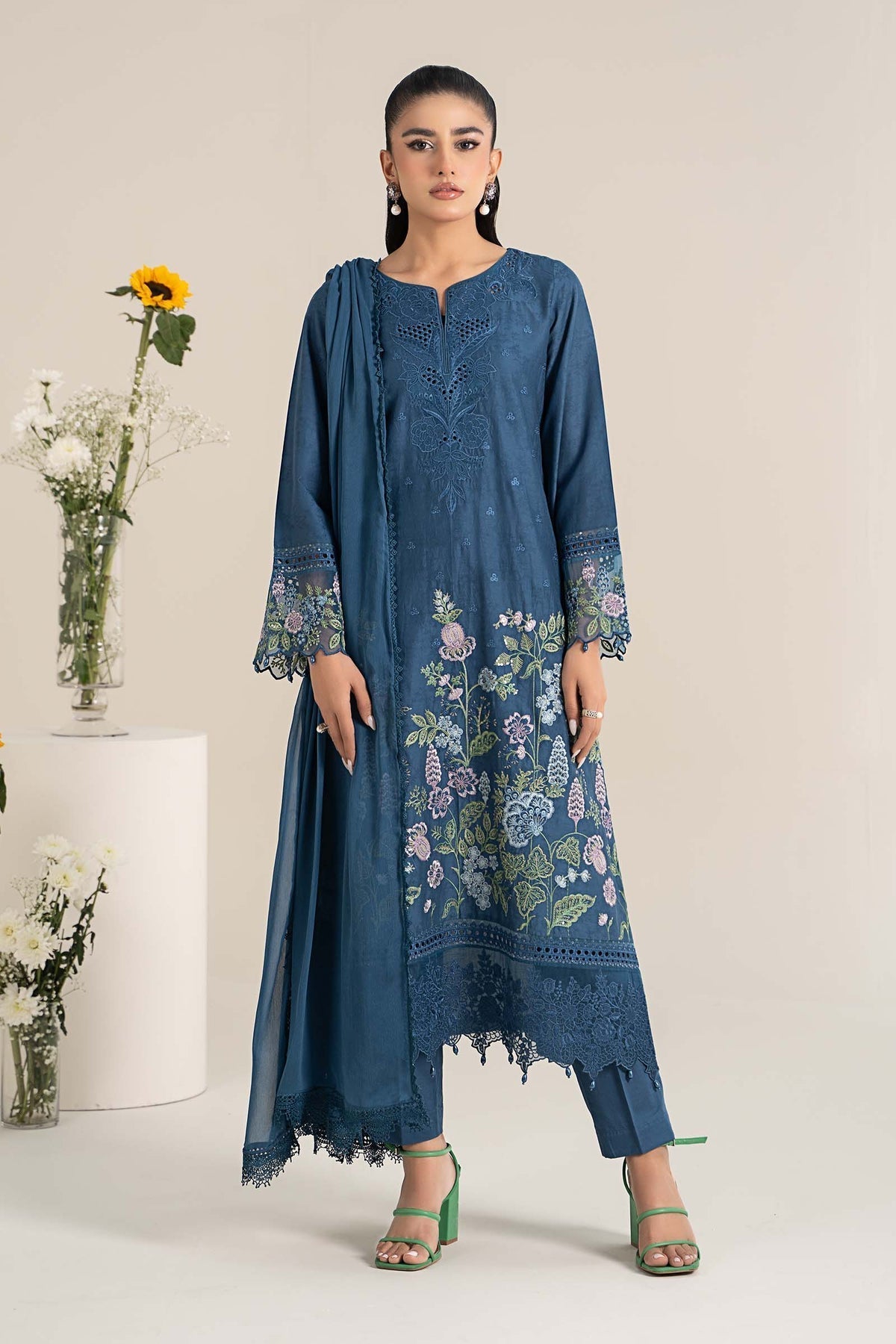 Maria B | Casual Pret 25 | DW-EF25-45 XS Teal Jacquard Lawn