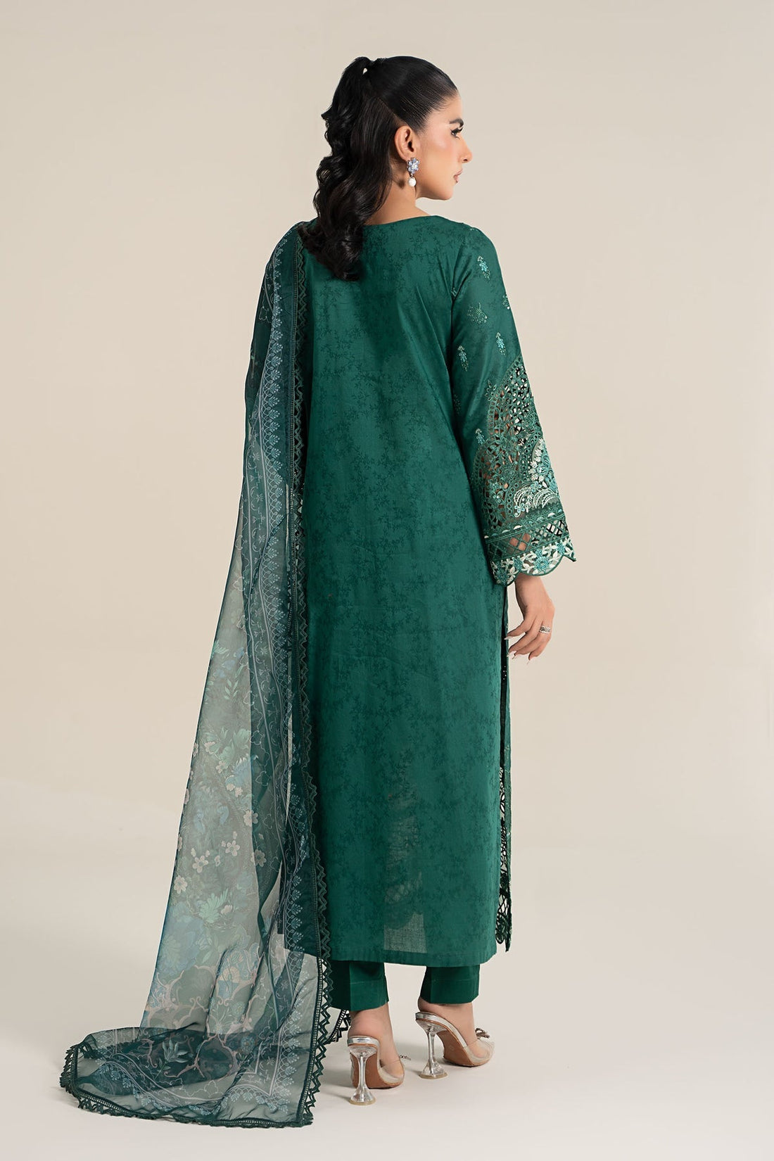 Maria B | Casual Pret 25 | DW-EF25-47 XS Teal Green Jacquard Lawn