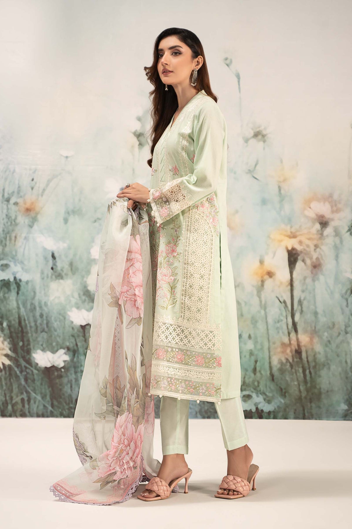 Maria B | Casual Pret 25 | DW-EF25-151 XL Mint Green Lawn