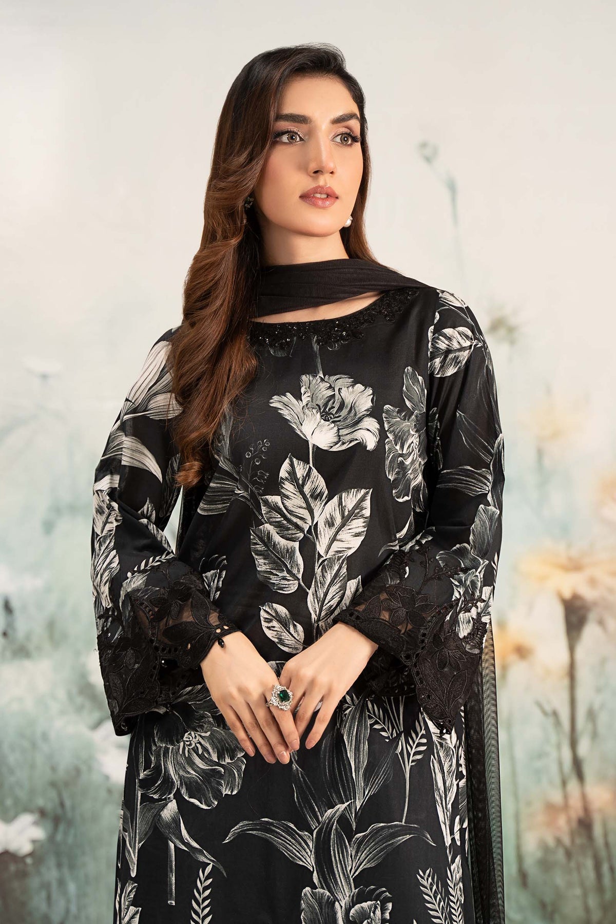 Maria B | Casual Pret 25 | DW-EF25-29 L Black Lawn