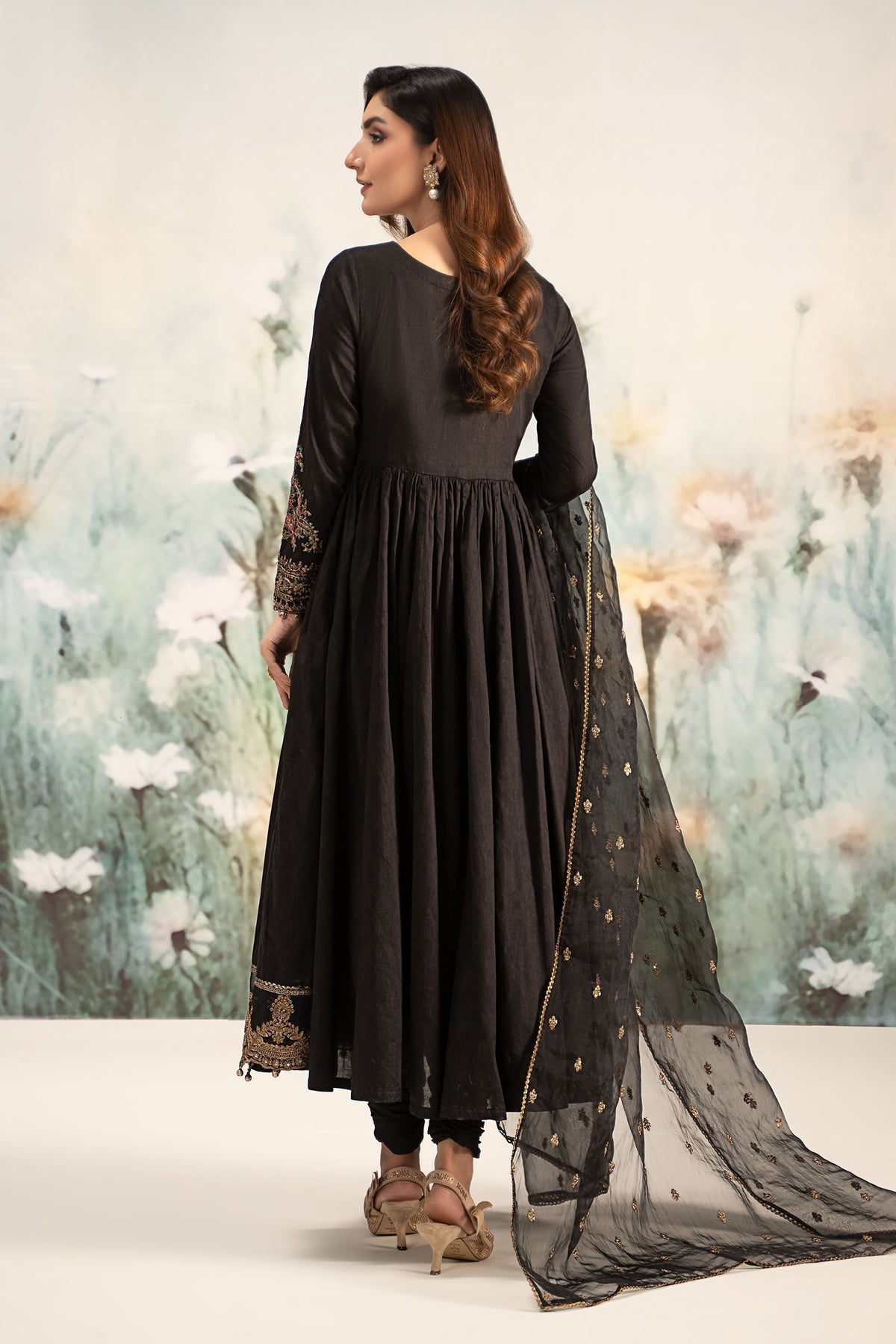 Maria B | Casual Pret 25 | DW-EF25-43 S Black Jacquard Lawn
