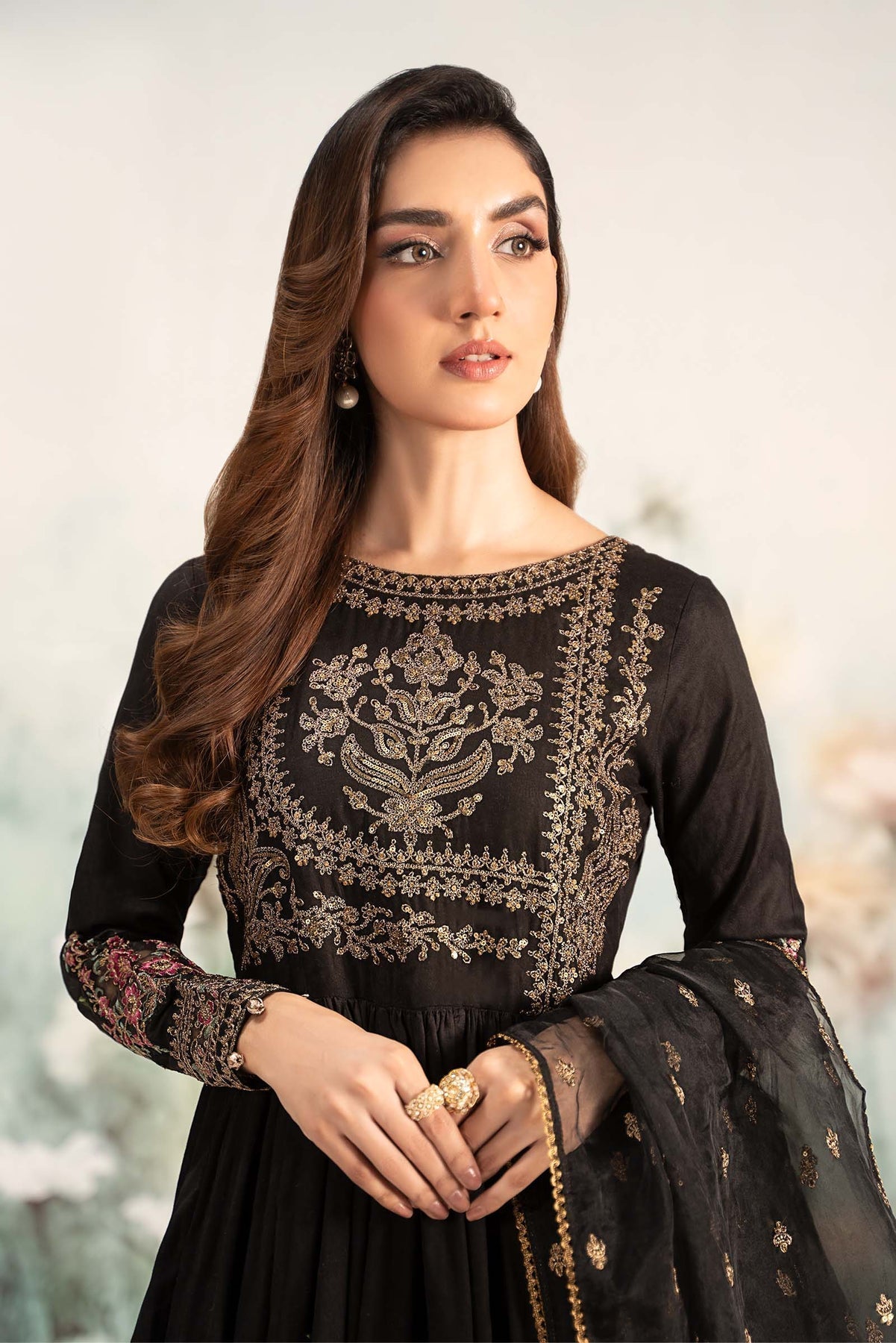 Maria B | Casual Pret 25 | DW-EF25-43 L Black Jacquard Lawn