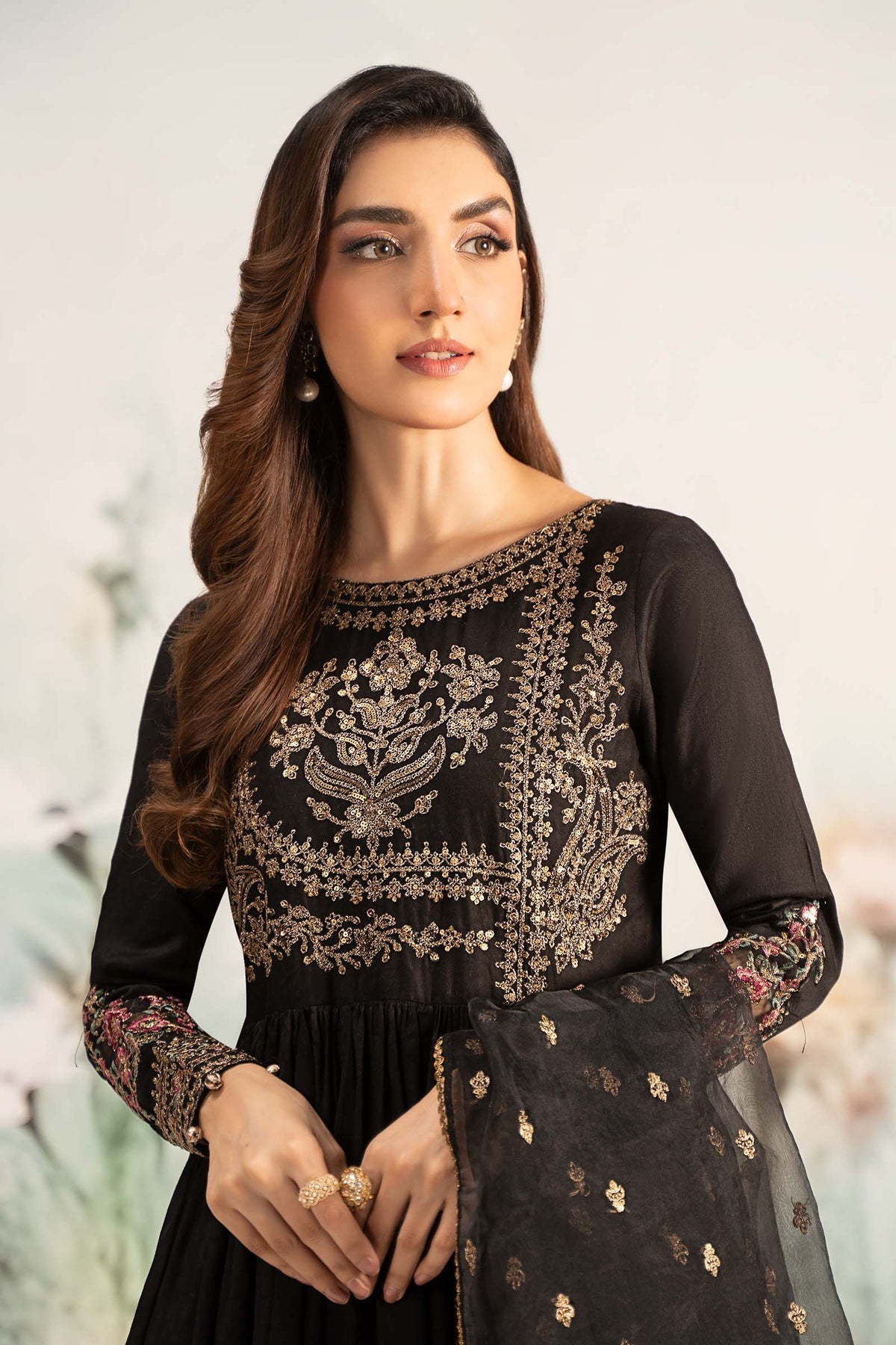 Maria B | Casual Pret 25 | DW-EF25-43 M Black Jacquard Lawn