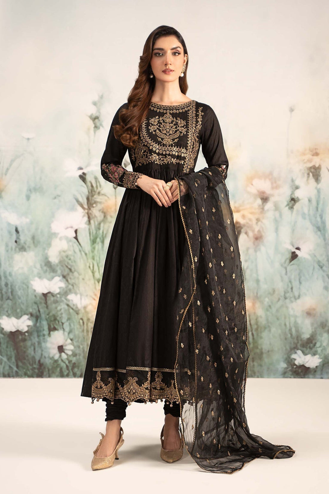 Maria B | Casual Pret 25 | DW-EF25-43 XS Black Jacquard Lawn