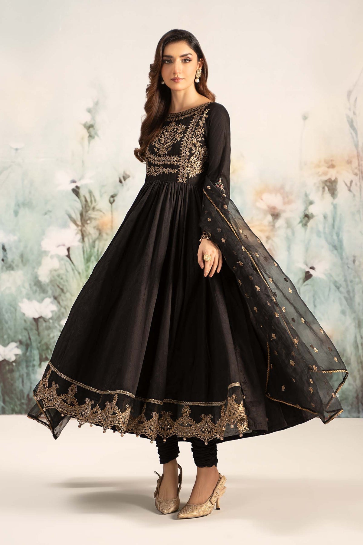 Maria B | Casual Pret 25 | DW-EF25-43 XL Black Jacquard Lawn