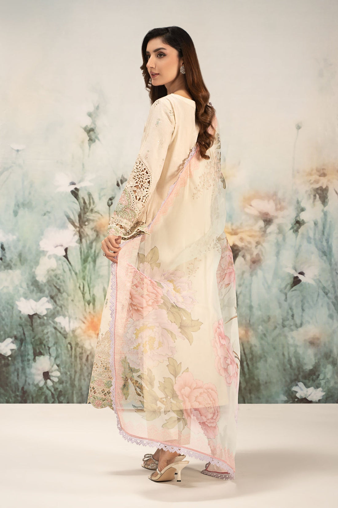 Maria B | Casual Pret 25 | DW-EF25-47 XS Off White Jacquard Lawn