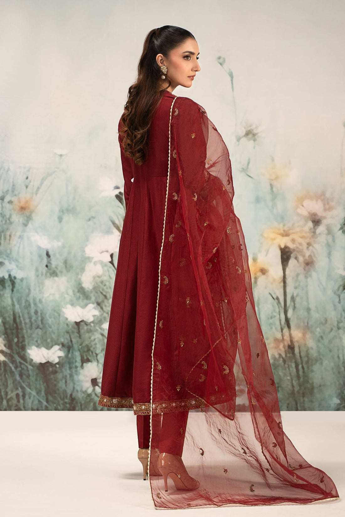 Maria B | Casual Pret 25 | DW-EF25-40 XS Maroon Lawn