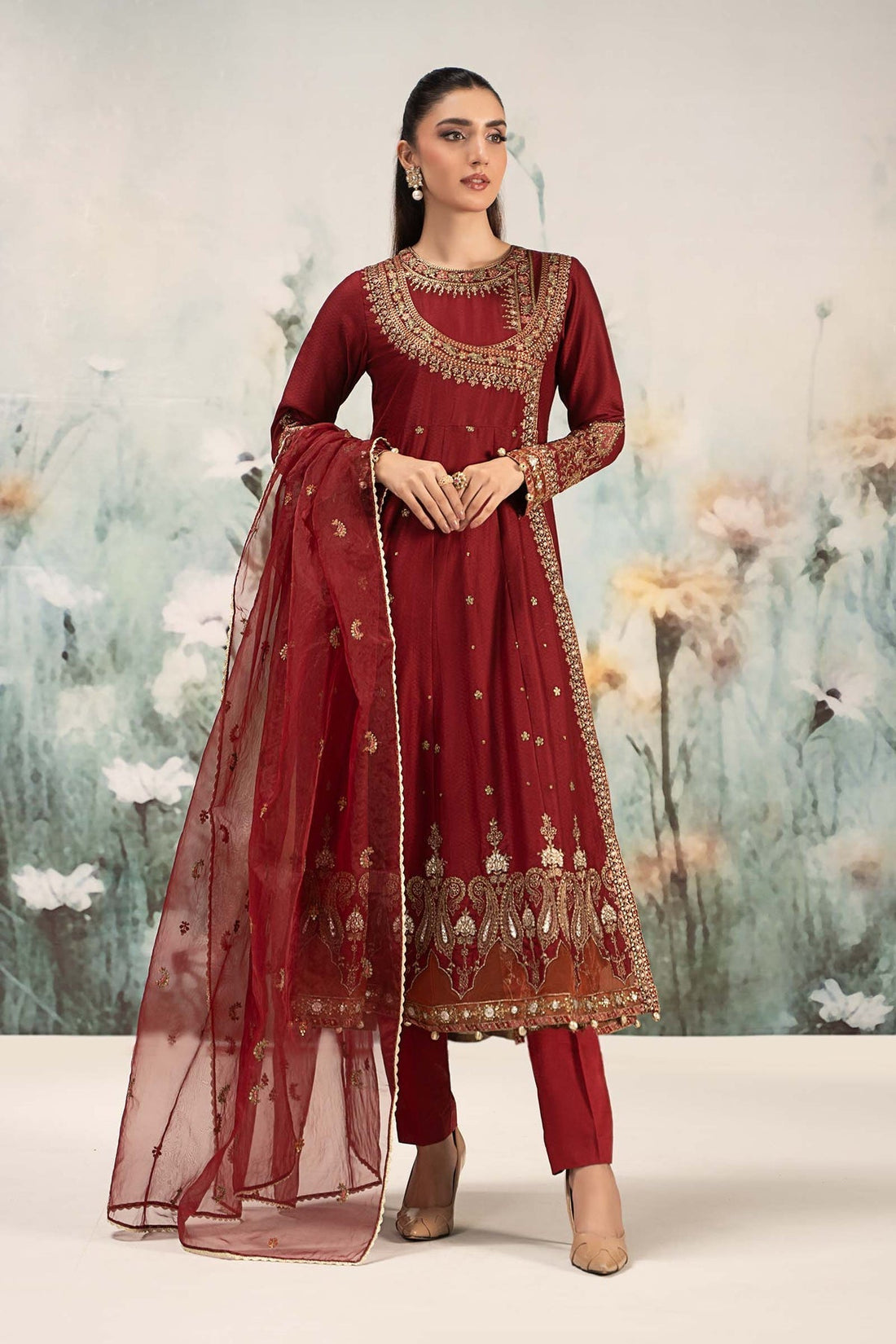 Maria B | Casual Pret 25 | DW-EF25-40 XS Maroon Lawn