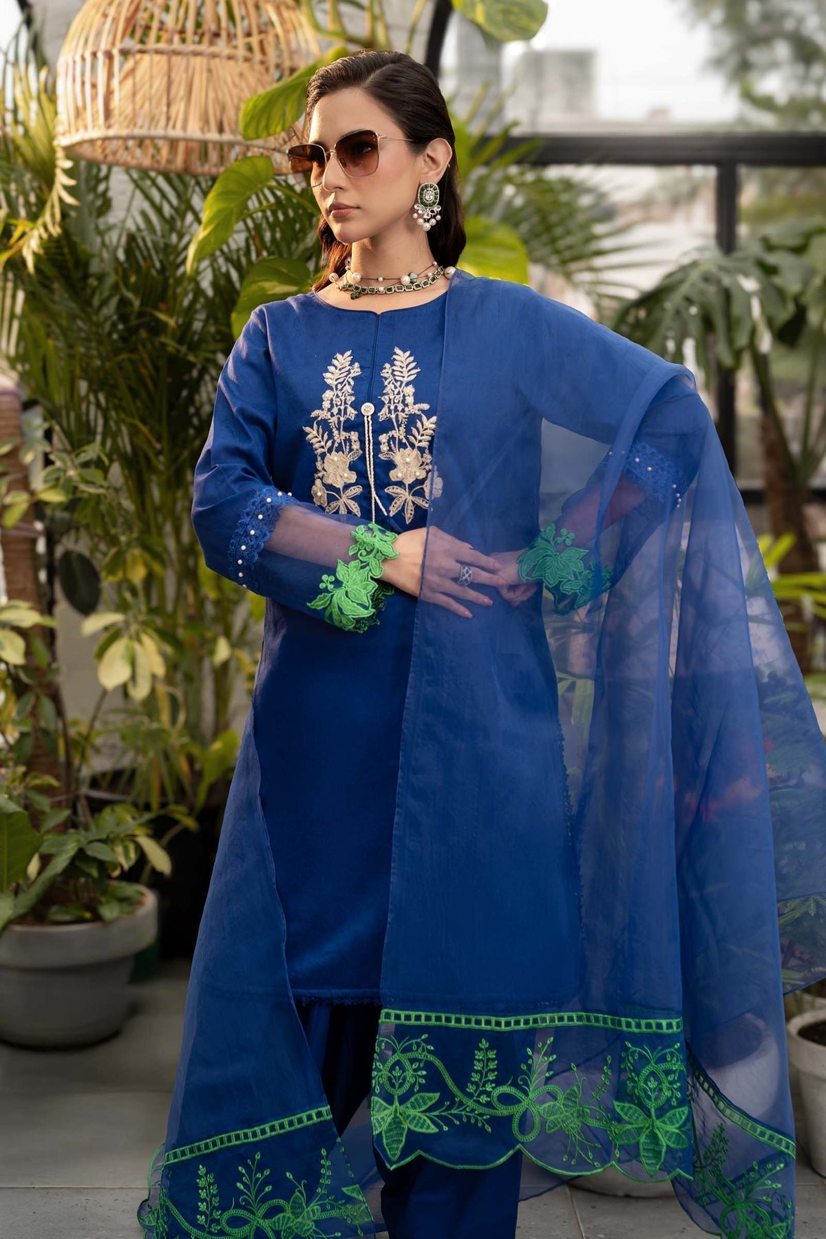 Maria B | Casual Pret 25 | DW-EF25-15 XL Blue Jacquard Lawn