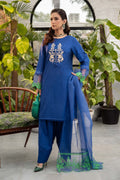 Maria B | Casual Pret 25 | DW-EF25-15 XS Blue Jacquard Lawn