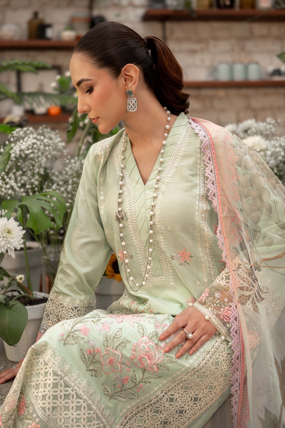 Maria B | Casual Pret 25 | DW-EF25-151 L Mint Green Lawn