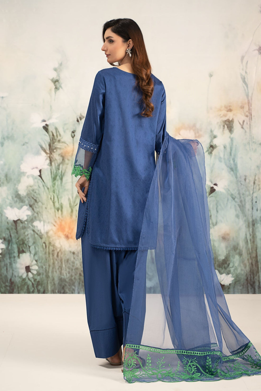 Maria B | Casual Pret 25 | DW-EF25-15 XS Blue Jacquard Lawn
