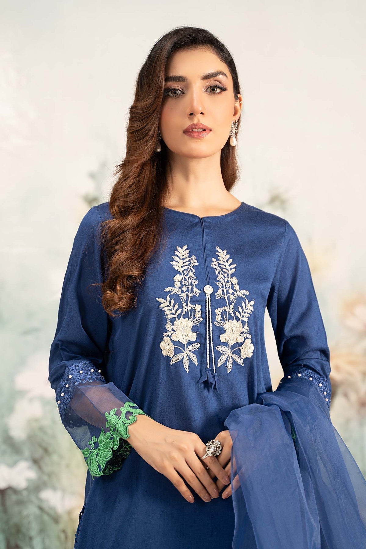 Maria B | Casual Pret 25 | DW-EF25-15 M Blue Jacquard Lawn