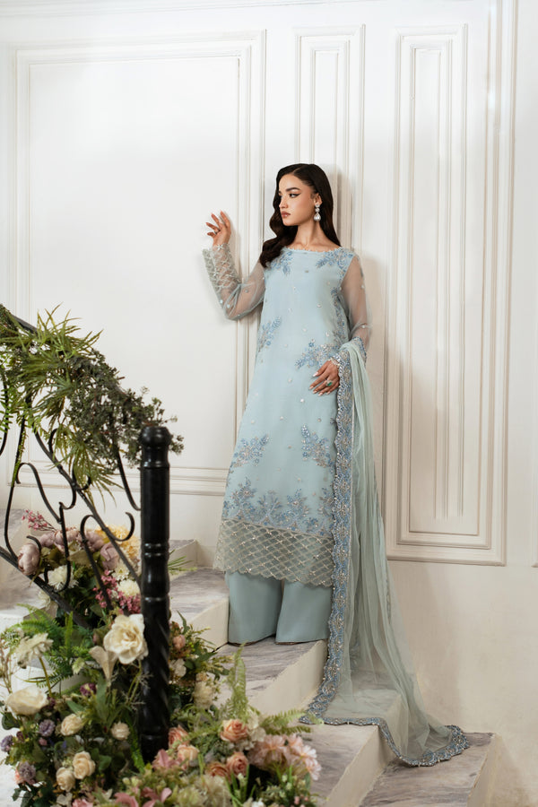 Azzal | Mishri Formals | Diyar XS Blue Organza