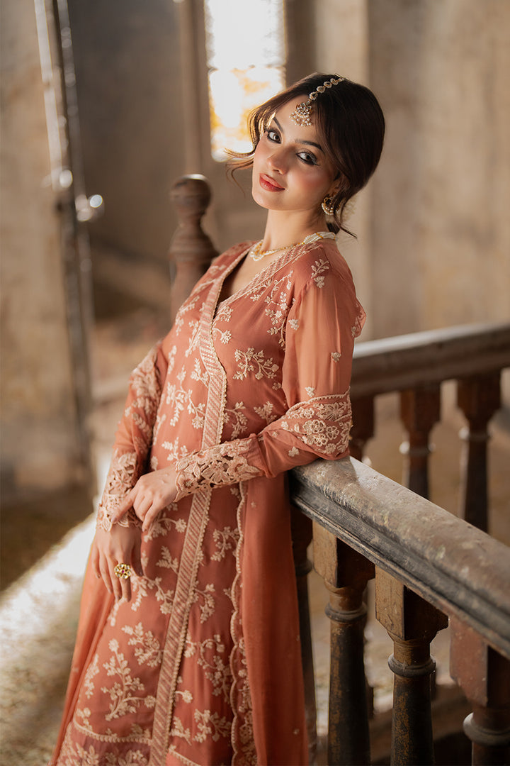 Azure | Ensembles Embroidered Formals | Dusky Bloom L Tea Pink Chiffon