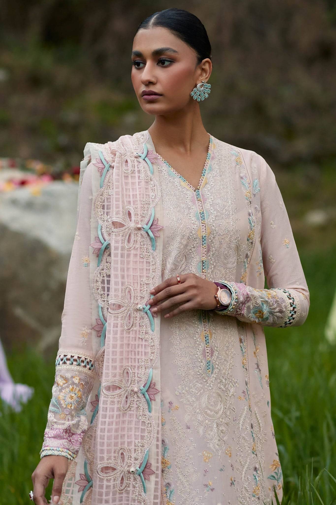 Elan | Lawn24 | NEZIHA (EL24-05 B) - Pakistani Designer Dress - by Elan | Type: Luxury - 100% Original at Saira Sultan