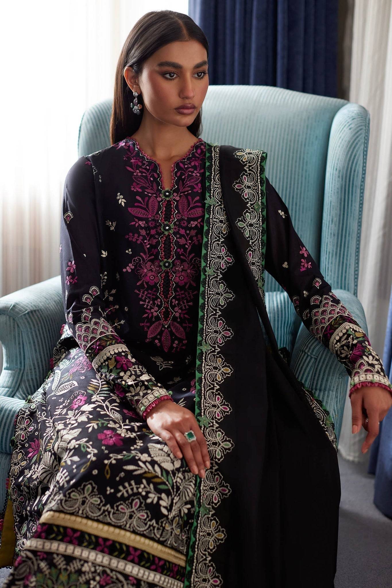 Elan | Lawn24 |QISTINA (EL24-03 B) - Pakistani Designer Dress - by Elan | Type: Luxury - 100% Original at Saira Sultan