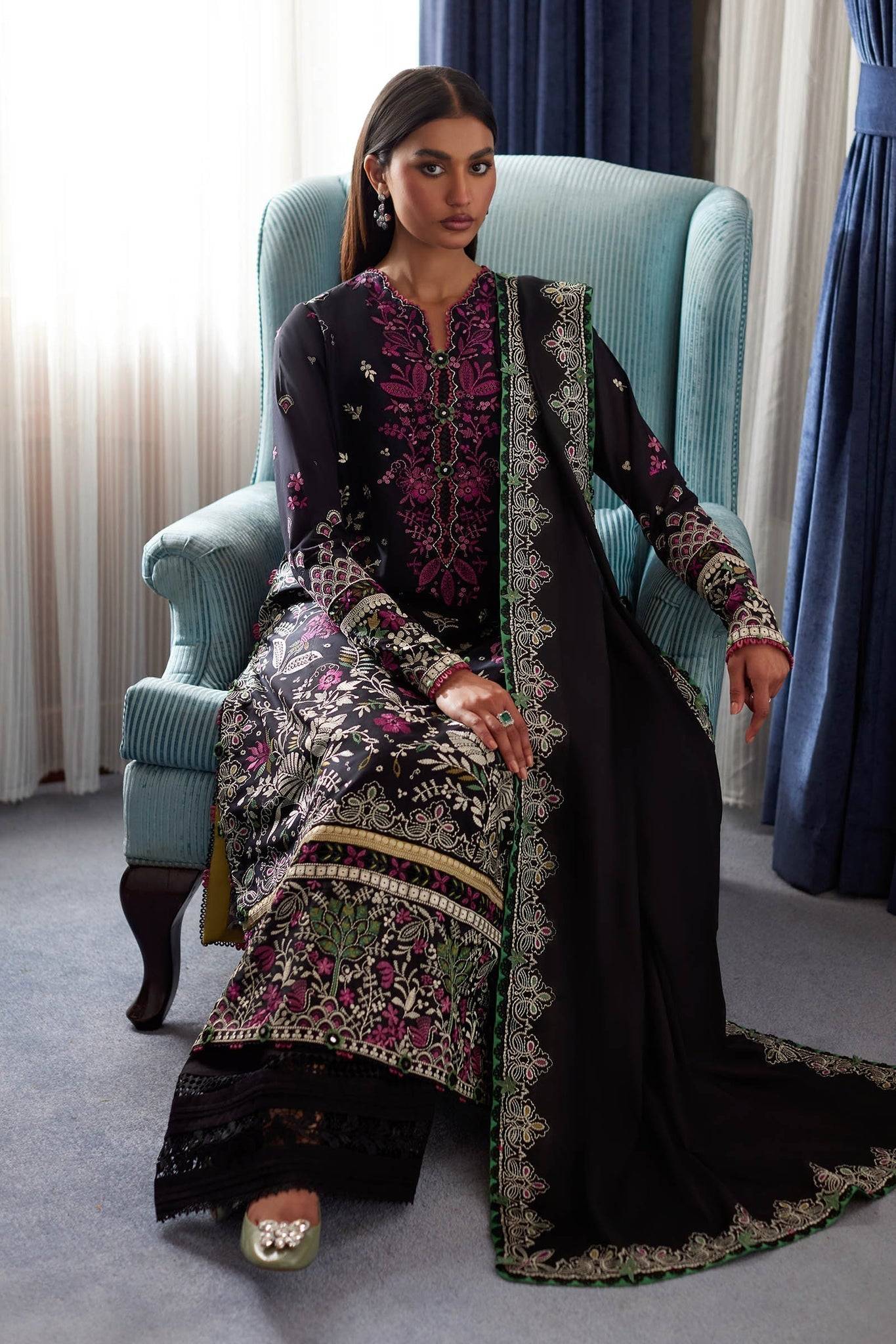 Elan | Lawn24 |QISTINA (EL24-03 B) - Pakistani Designer Dress - by Elan | Type: Luxury - 100% Original at Saira Sultan