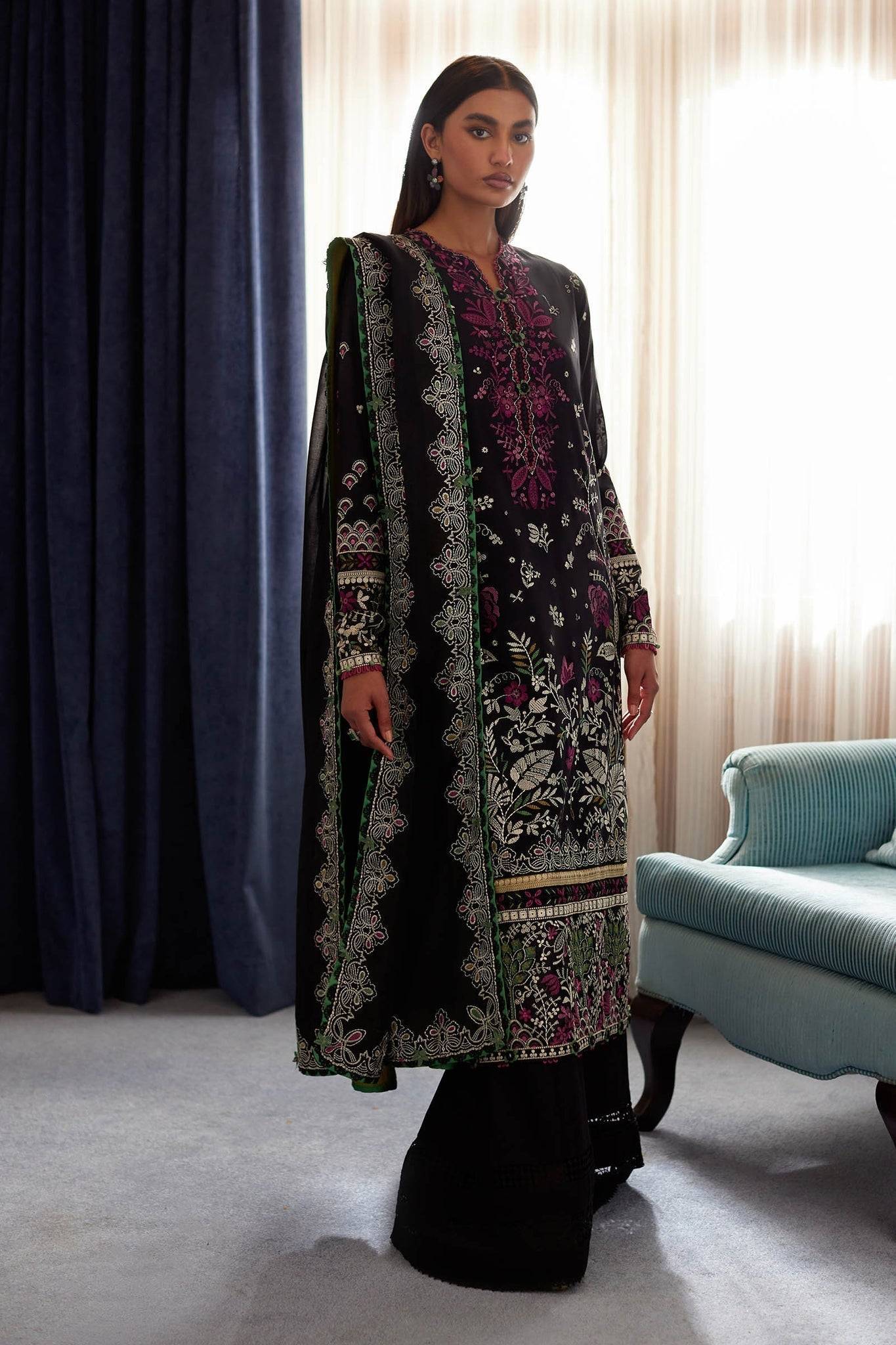 Elan | Lawn24 |QISTINA (EL24-03 B) - Pakistani Designer Dress - by Elan | Type: Luxury - 100% Original at Saira Sultan