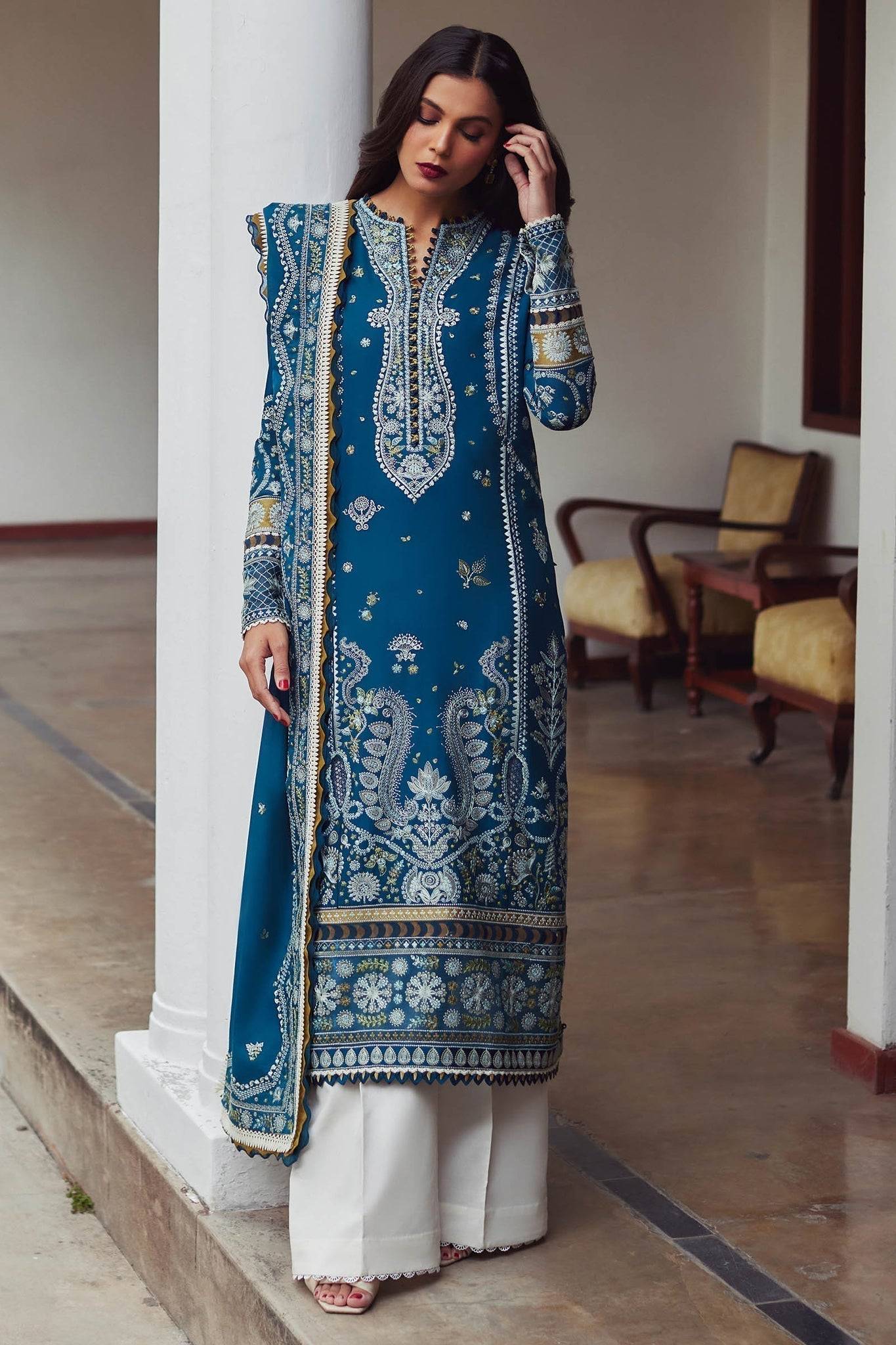 Elan | Lawn24 | MAHROSH (EL24-04 A) - Pakistani Designer Dress - by Elan | Type: Luxury - 100% Original at Saira Sultan