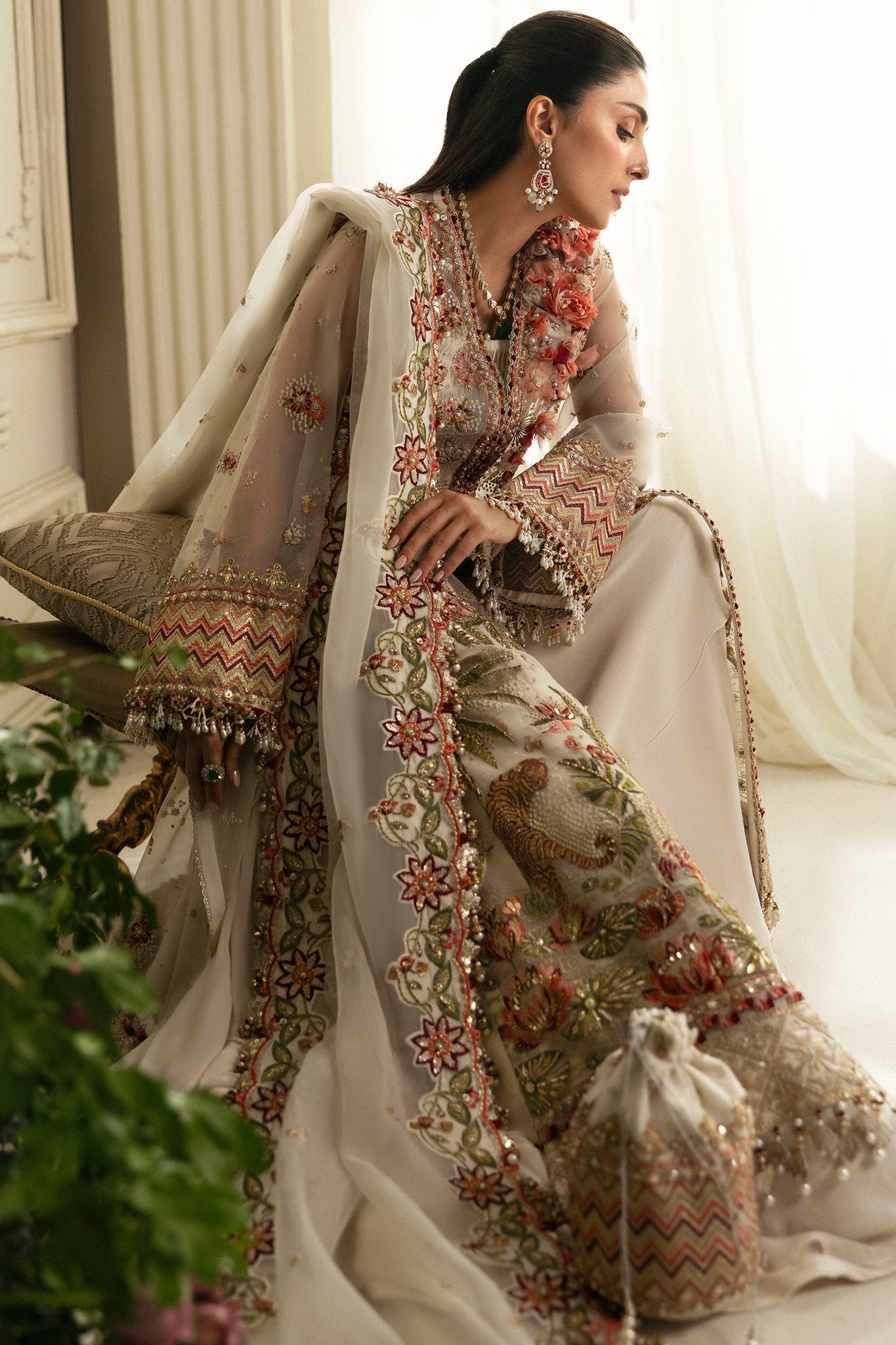 Elan | Wedding Festive 24 | BOTANICAL BLISS (EC24-02) L Ivory Poly Organza