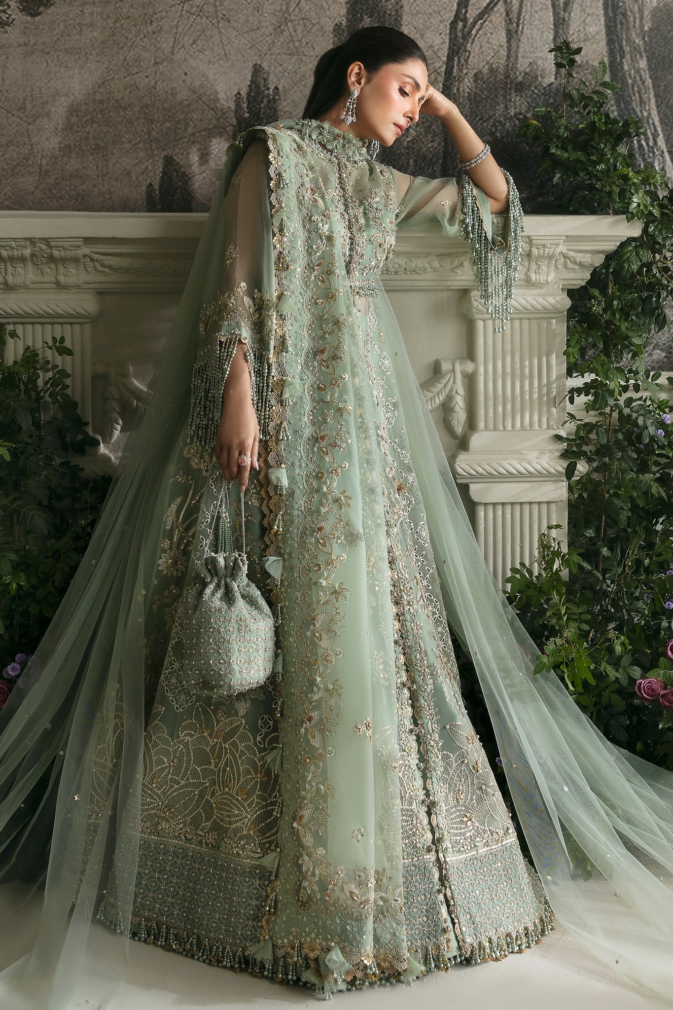 Elan | Wedding Festive 24 | SEA OF SERENITY (EC24-06) Custom Size Mint Green Poly Organza