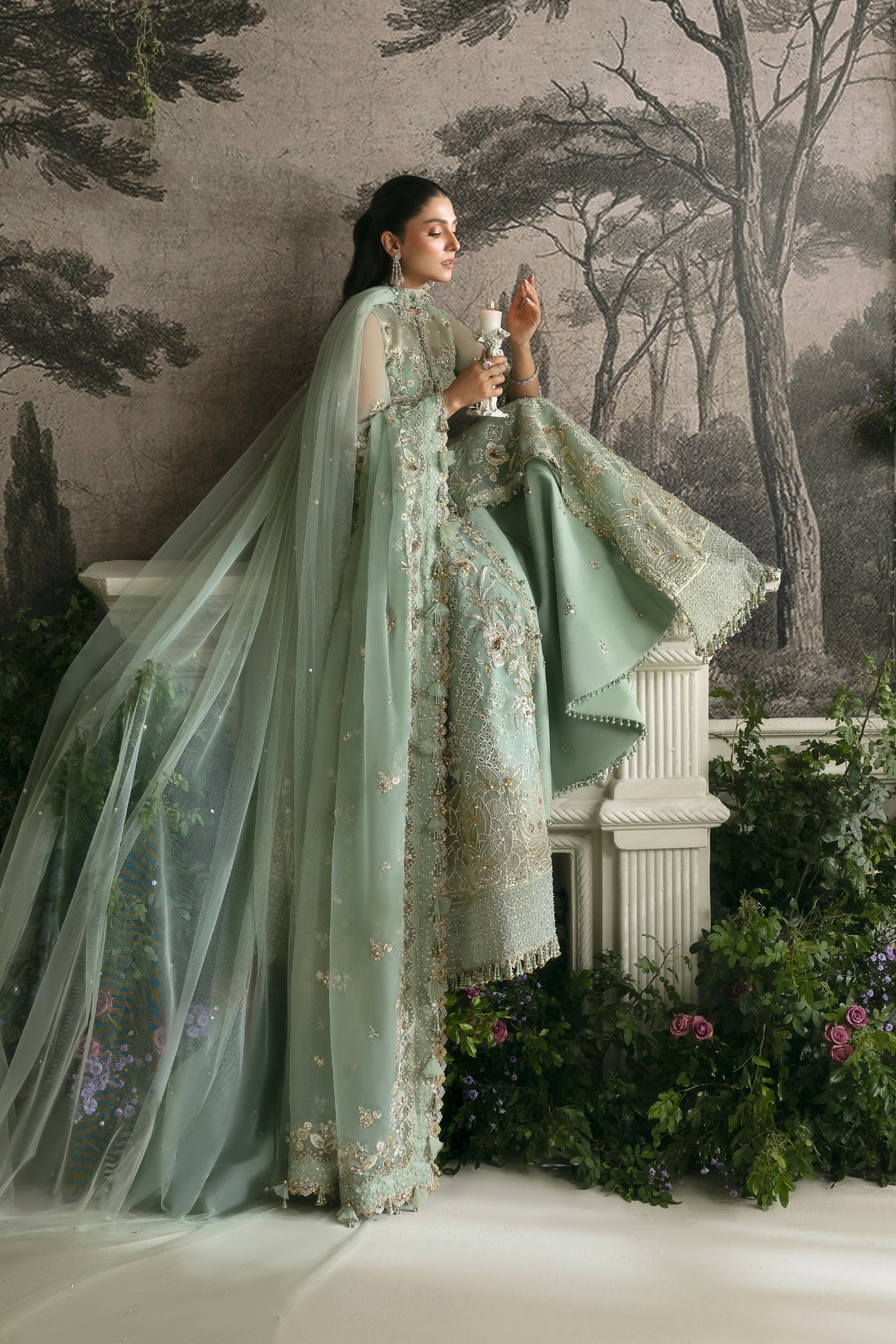 Elan | Wedding Festive 24 | SEA OF SERENITY (EC24-06) M Mint Green Poly Organza