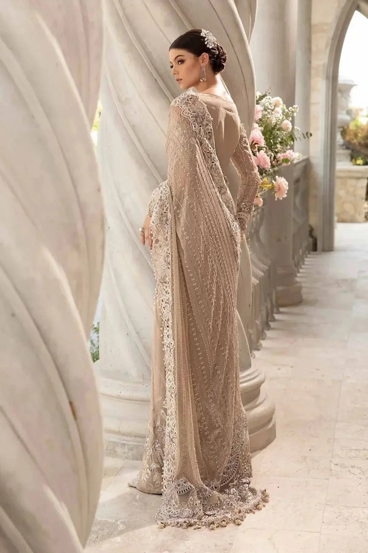 Maria B | Mbroidered Fabrics 2024 | BD-2801 - Pakistani Designer Dress - by Maria B | Type: Bridal - 100% Original at Saira Sultan
