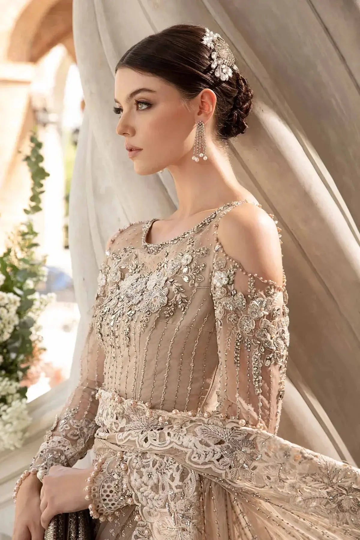 Maria B | Mbroidered Fabrics 2024 | BD-2801 - Pakistani Designer Dress - by Maria B | Type: Bridal - 100% Original at Saira Sultan