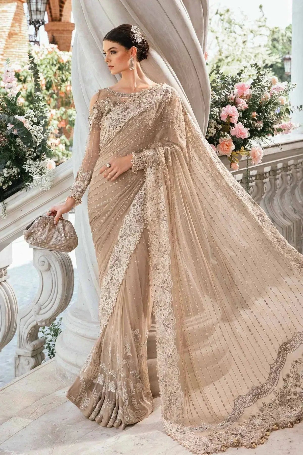 Maria B | Mbroidered Fabrics 2024 | BD-2801 - Pakistani Designer Dress - by Maria B | Type: Bridal - 100% Original at Saira Sultan