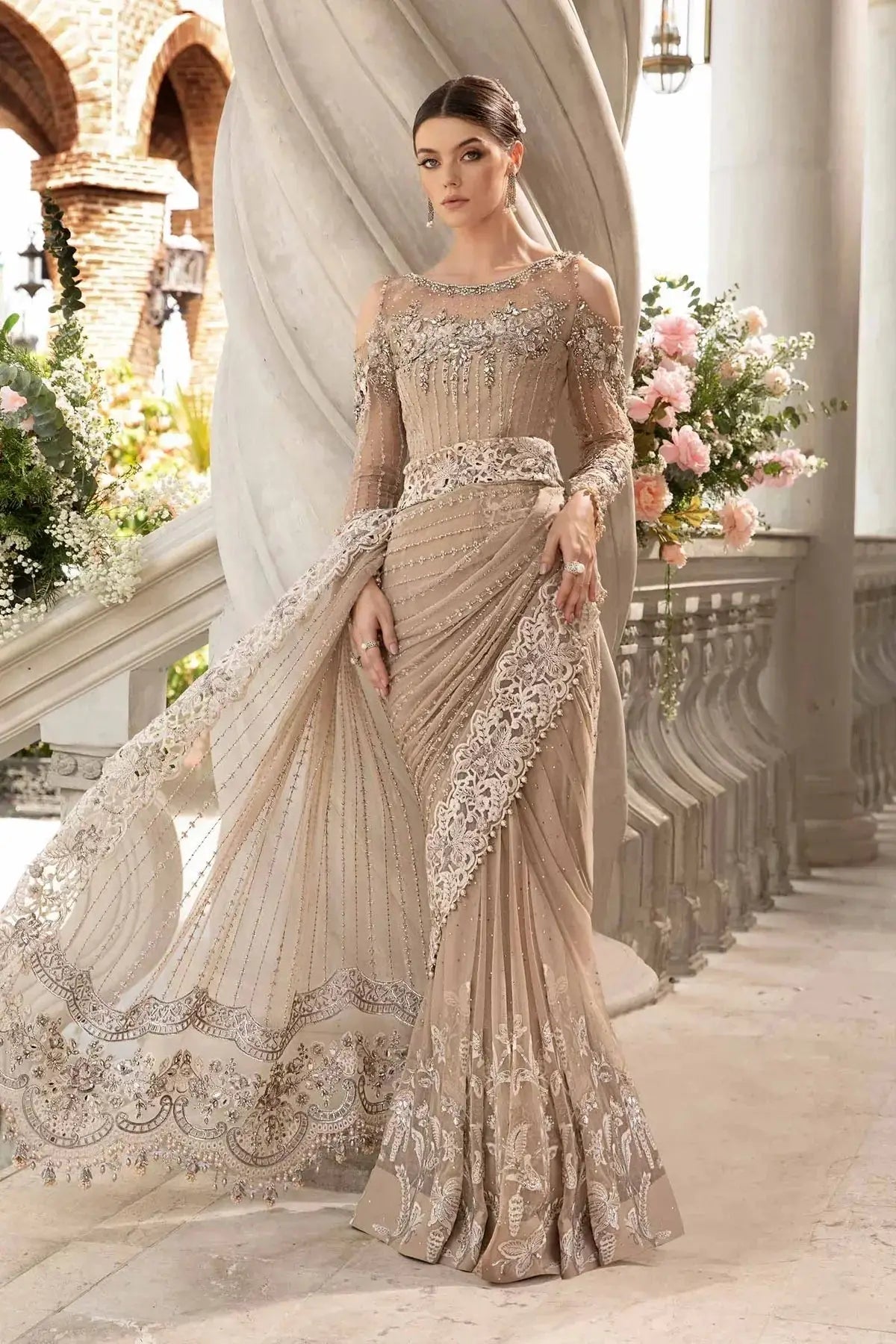Maria B | Mbroidered Fabrics 2024 | BD-2801 - Pakistani Designer Dress - by Maria B | Type: Bridal - 100% Original at Saira Sultan