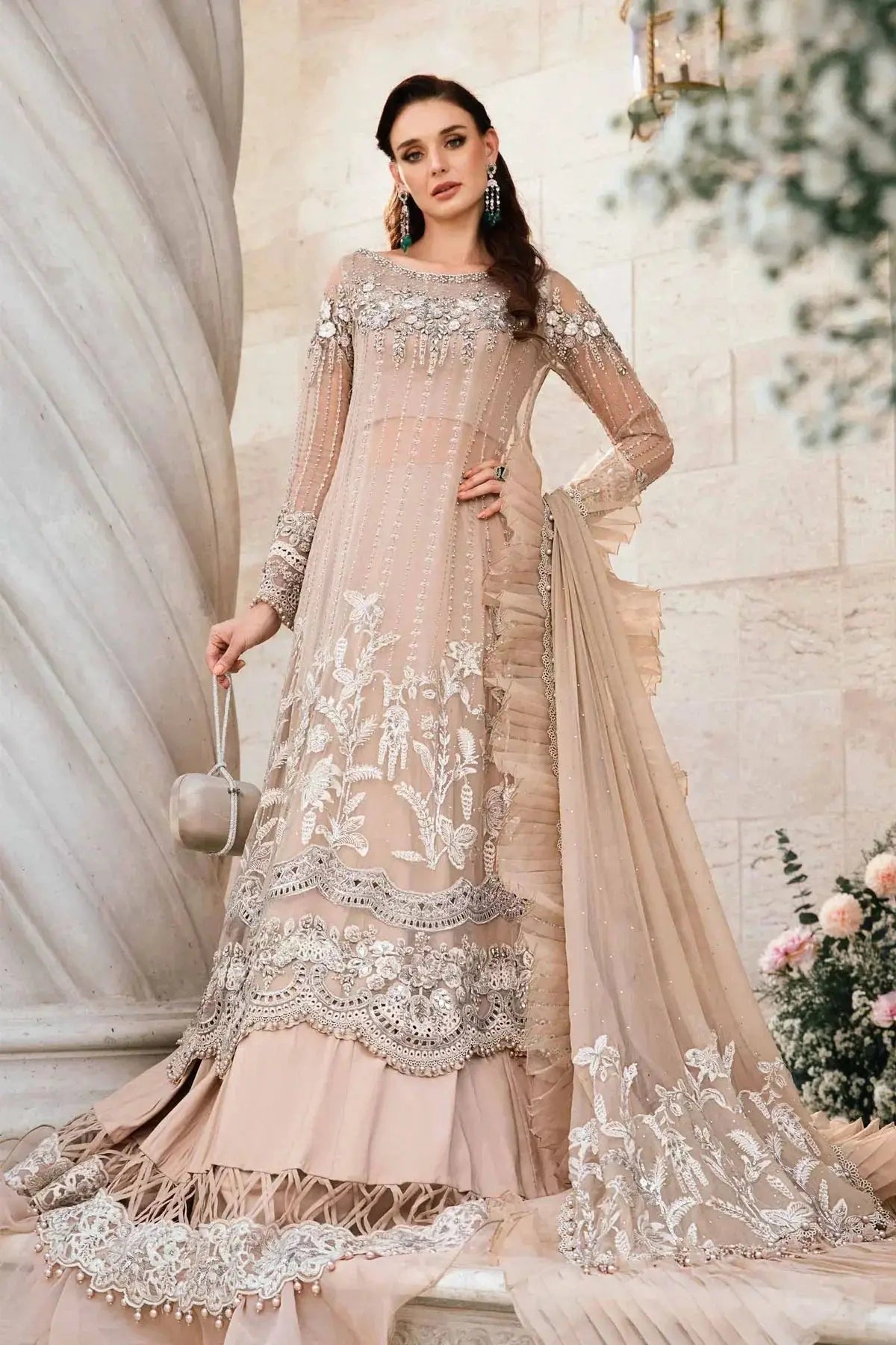 Maria B | Mbroidered Fabrics 2024 | BD-2801 - Pakistani Designer Dress - by Maria B | Type: Bridal - 100% Original at Saira Sultan