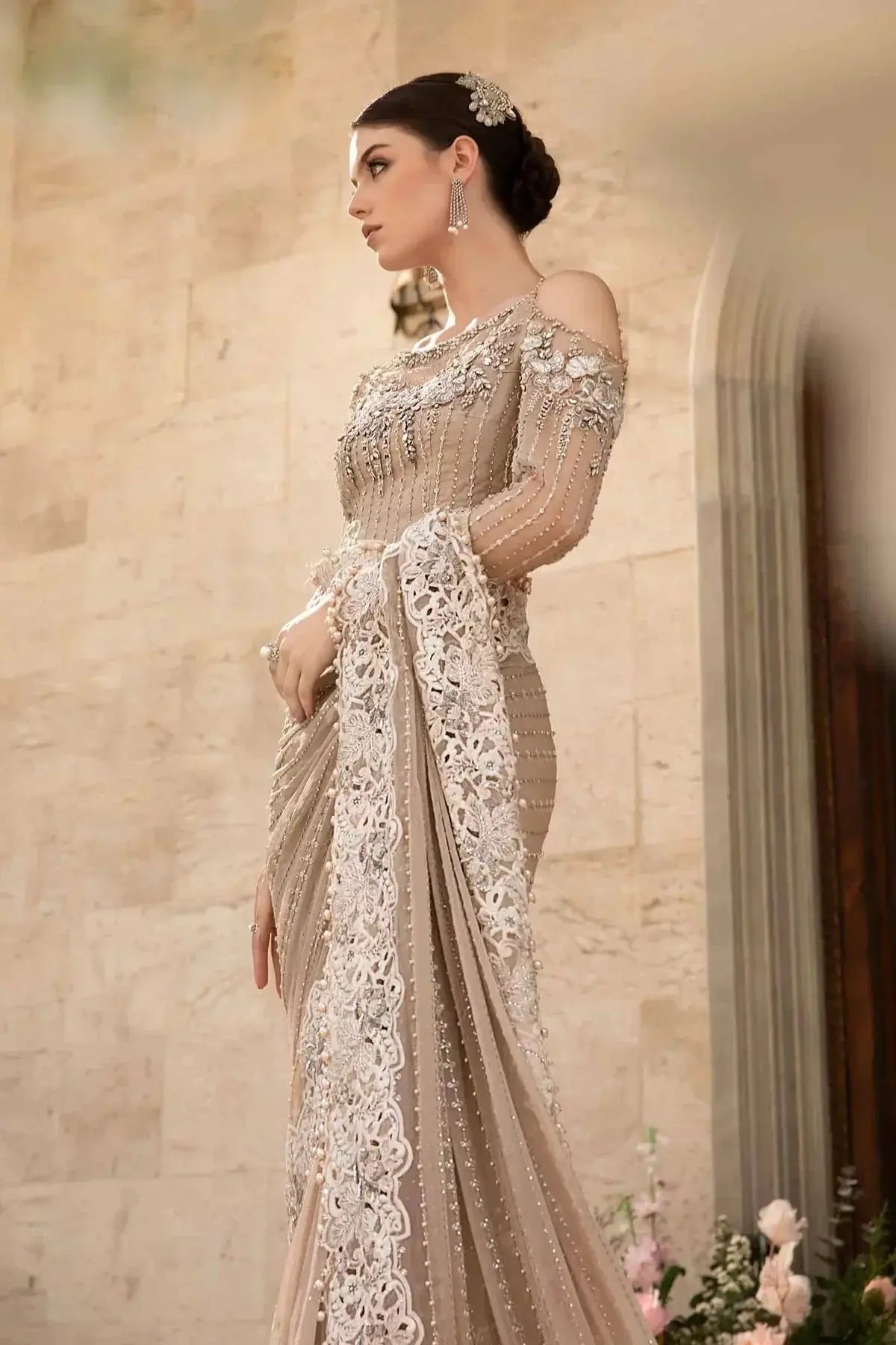 Maria B | Mbroidered Fabrics 2024 | BD-2801 - Pakistani Designer Dress - by Maria B | Type: Bridal - 100% Original at Saira Sultan