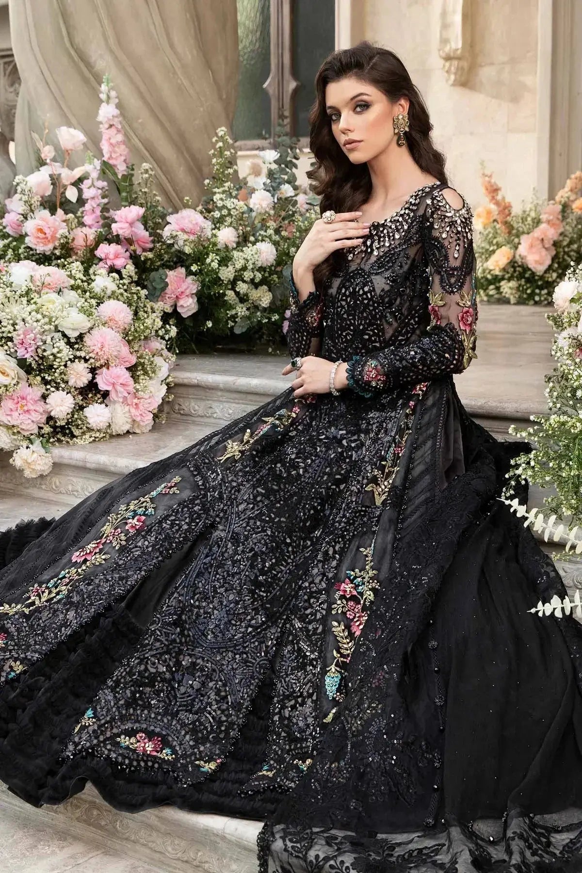 Maria B | Mbroidered Fabrics 2024 | BD-2802 - Pakistani Designer Dress - by Maria B | Type: Bridal - 100% Original at Saira Sultan