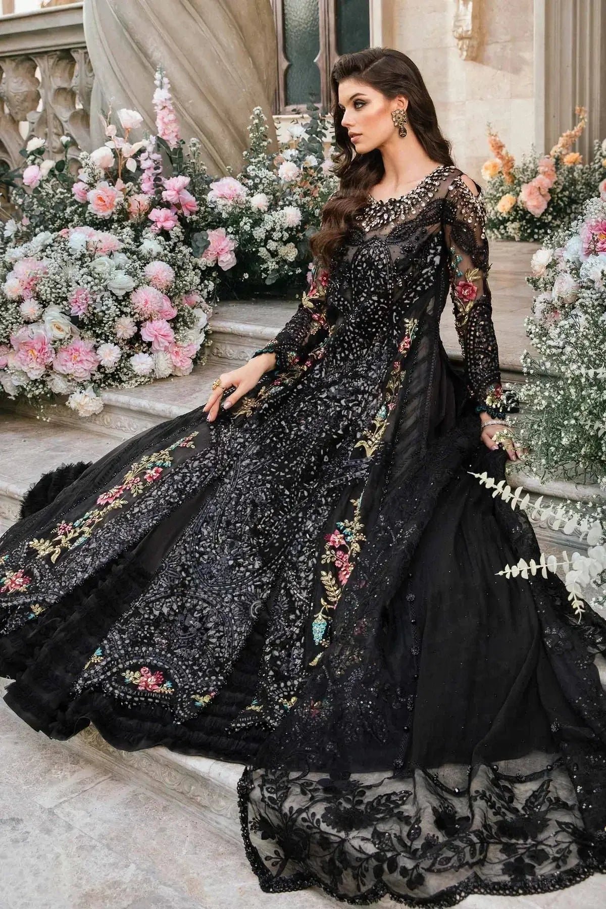 Maria B | Mbroidered Fabrics 2024 | BD-2802 - Pakistani Designer Dress - by Maria B | Type: Bridal - 100% Original at Saira Sultan