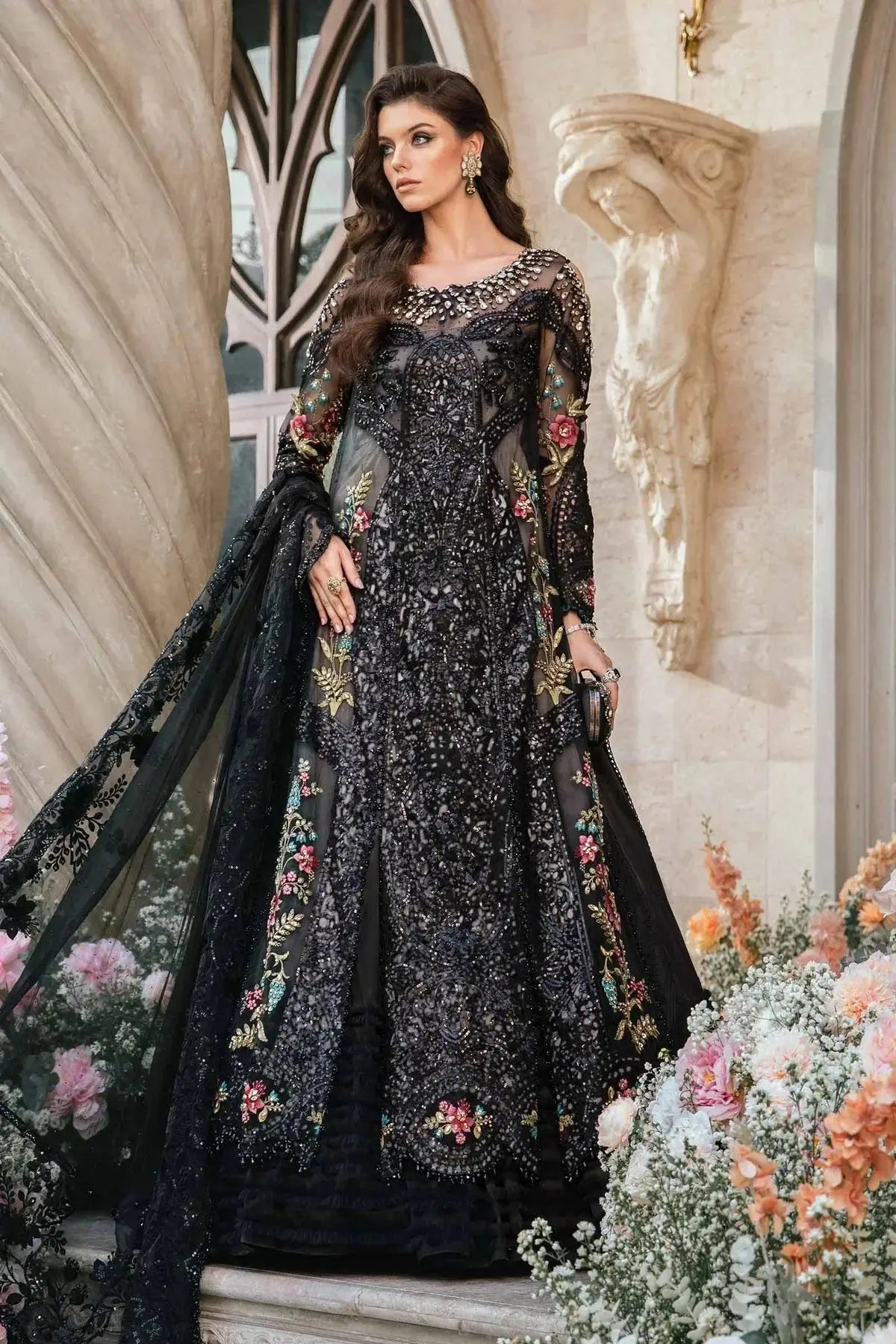 Maria B | Mbroidered Fabrics 2024 | BD-2802 - Pakistani Designer Dress - by Maria B | Type: Bridal - 100% Original at Saira Sultan