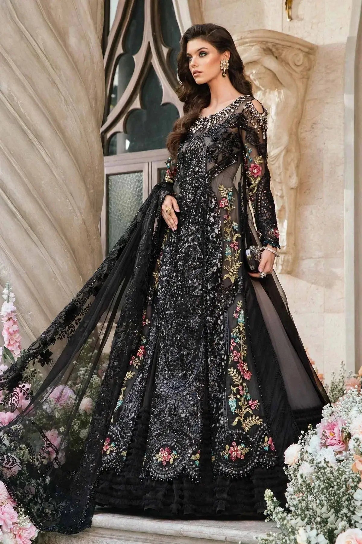 Maria B | Mbroidered Fabrics 2024 | BD-2802 - Pakistani Designer Dress - by Maria B | Type: Bridal - 100% Original at Saira Sultan