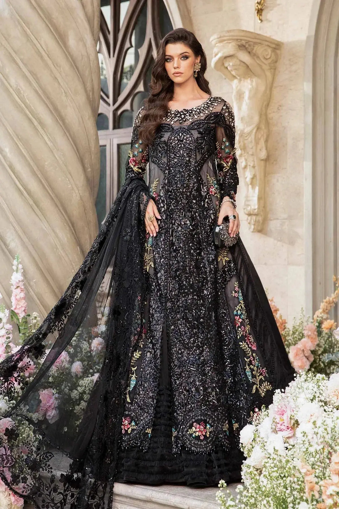Maria B | Mbroidered Fabrics 2024 | BD-2802 - Pakistani Designer Dress - by Maria B | Type: Bridal - 100% Original at Saira Sultan