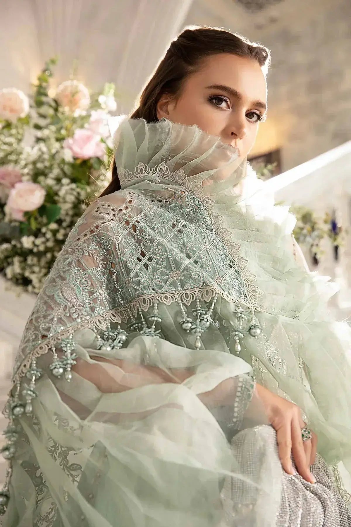 Maria B | Mbroidered Fabrics 2024 | BD-2803 - Pakistani Designer Dress - by Maria B | Type: Bridal - 100% Original at Saira Sultan