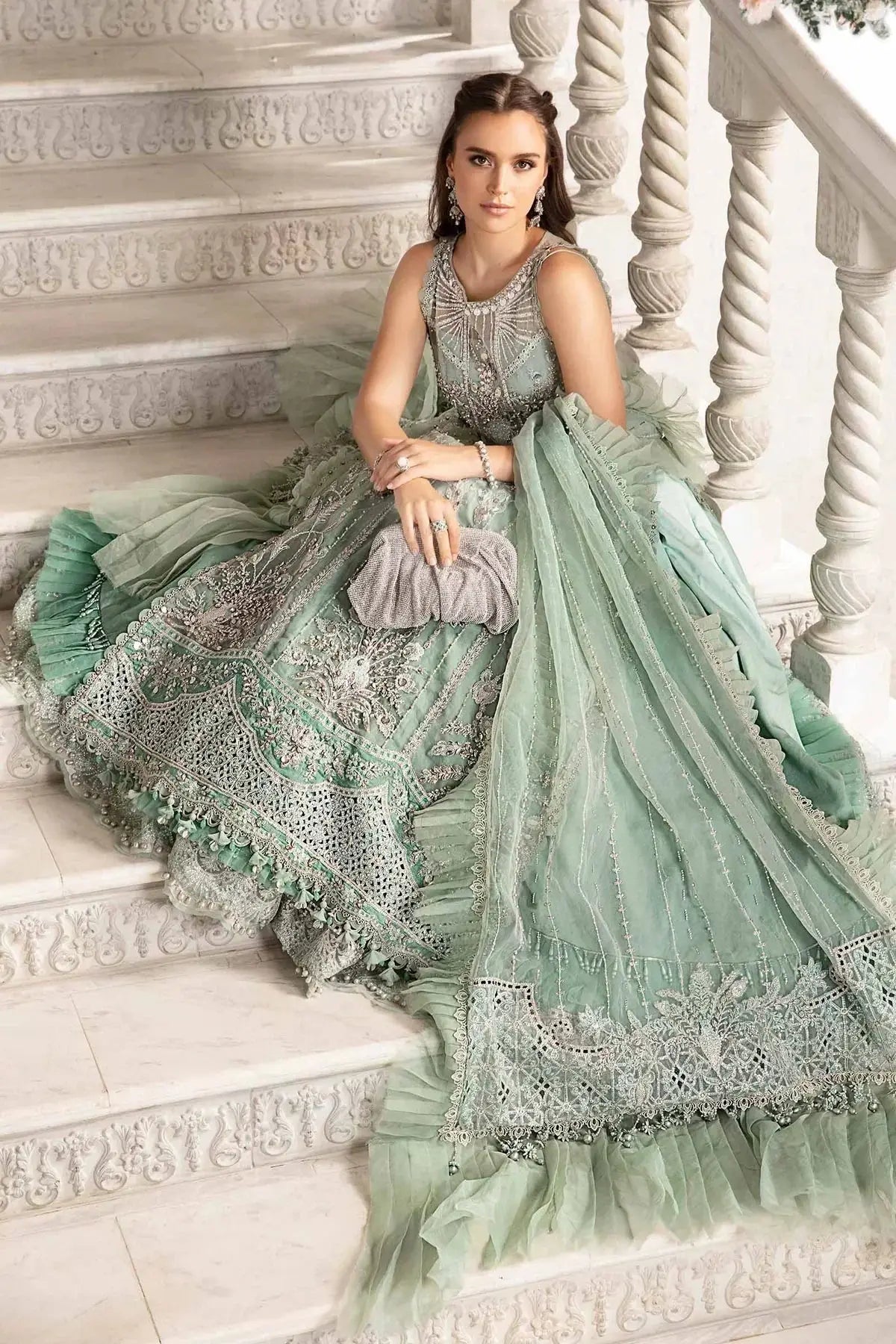 Maria B | Mbroidered Fabrics 2024 | BD-2803 - Pakistani Designer Dress - by Maria B | Type: Bridal - 100% Original at Saira Sultan