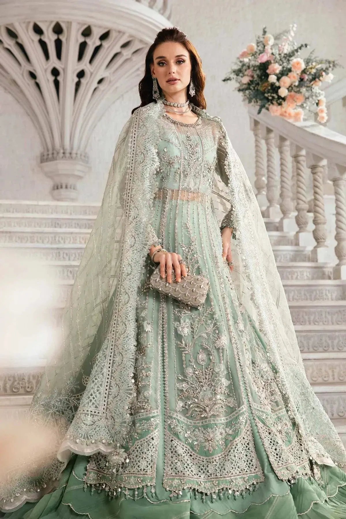 Maria B | Mbroidered Fabrics 2024 | BD-2803 - Pakistani Designer Dress - by Maria B | Type: Bridal - 100% Original at Saira Sultan