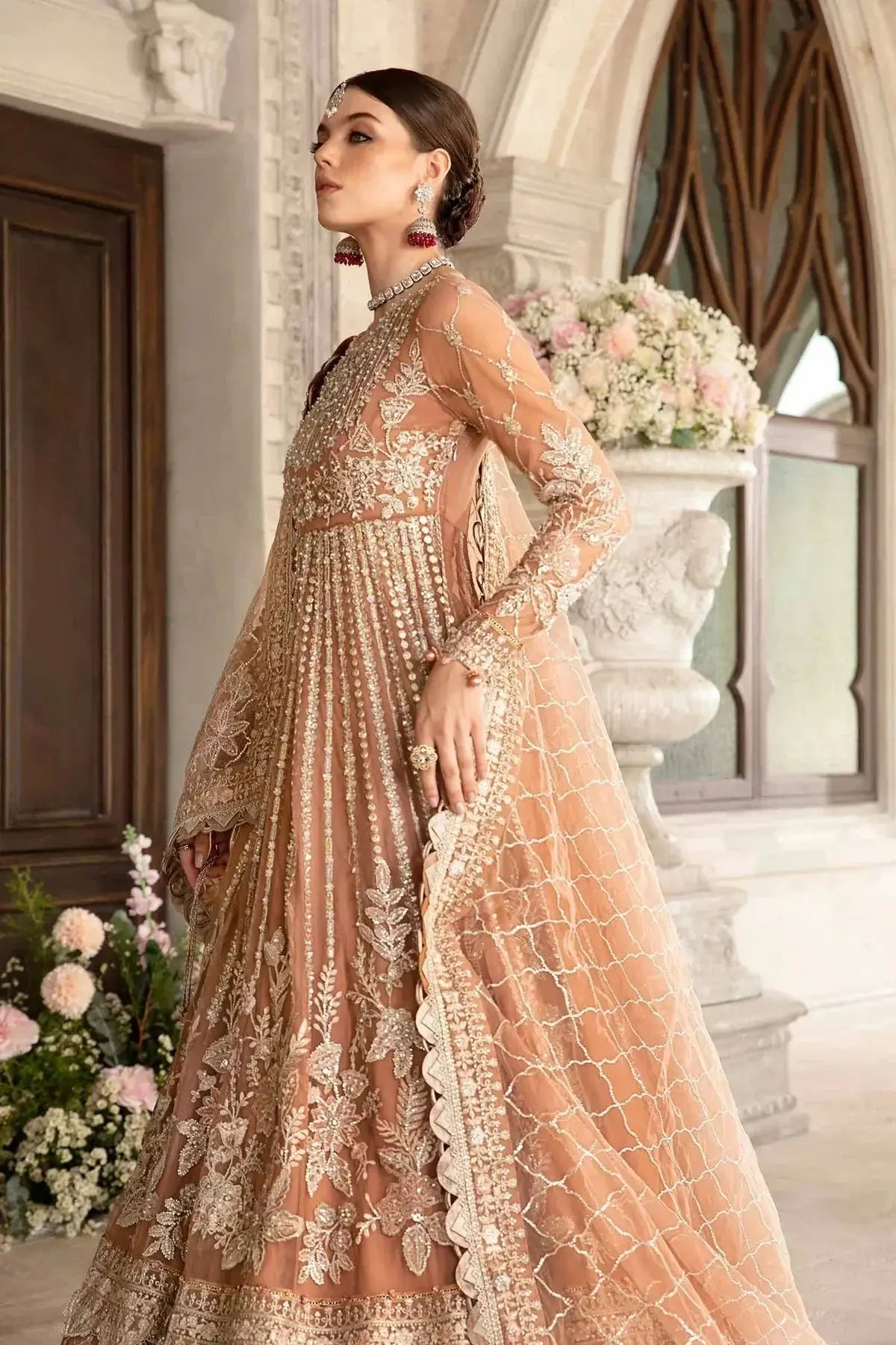 Maria B | Mbroidered Fabrics 2024 | BD-2804 - Pakistani Designer Dress - by Maria B | Type: Bridal - 100% Original at Saira Sultan