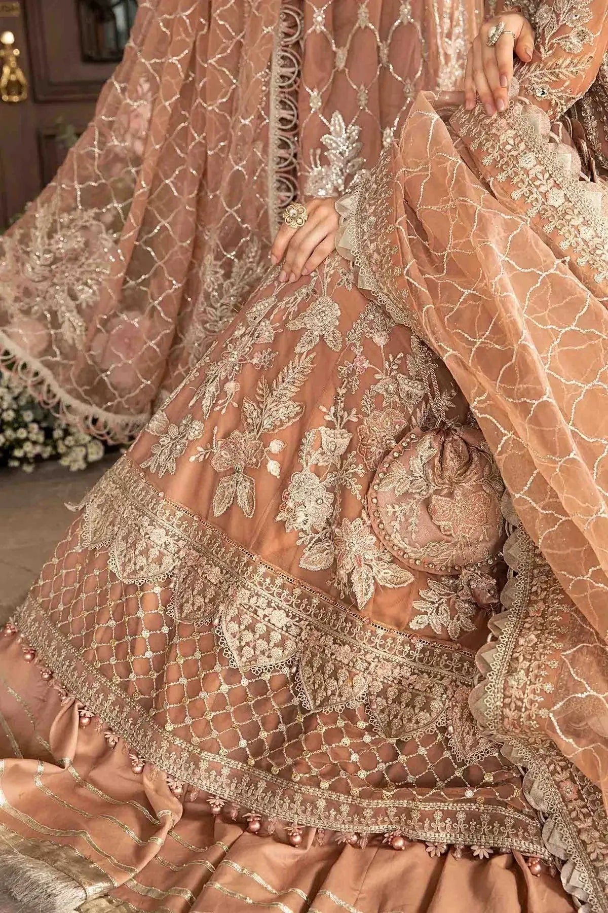 Maria B | Mbroidered Fabrics 2024 | BD-2804 - Pakistani Designer Dress - by Maria B | Type: Bridal - 100% Original at Saira Sultan