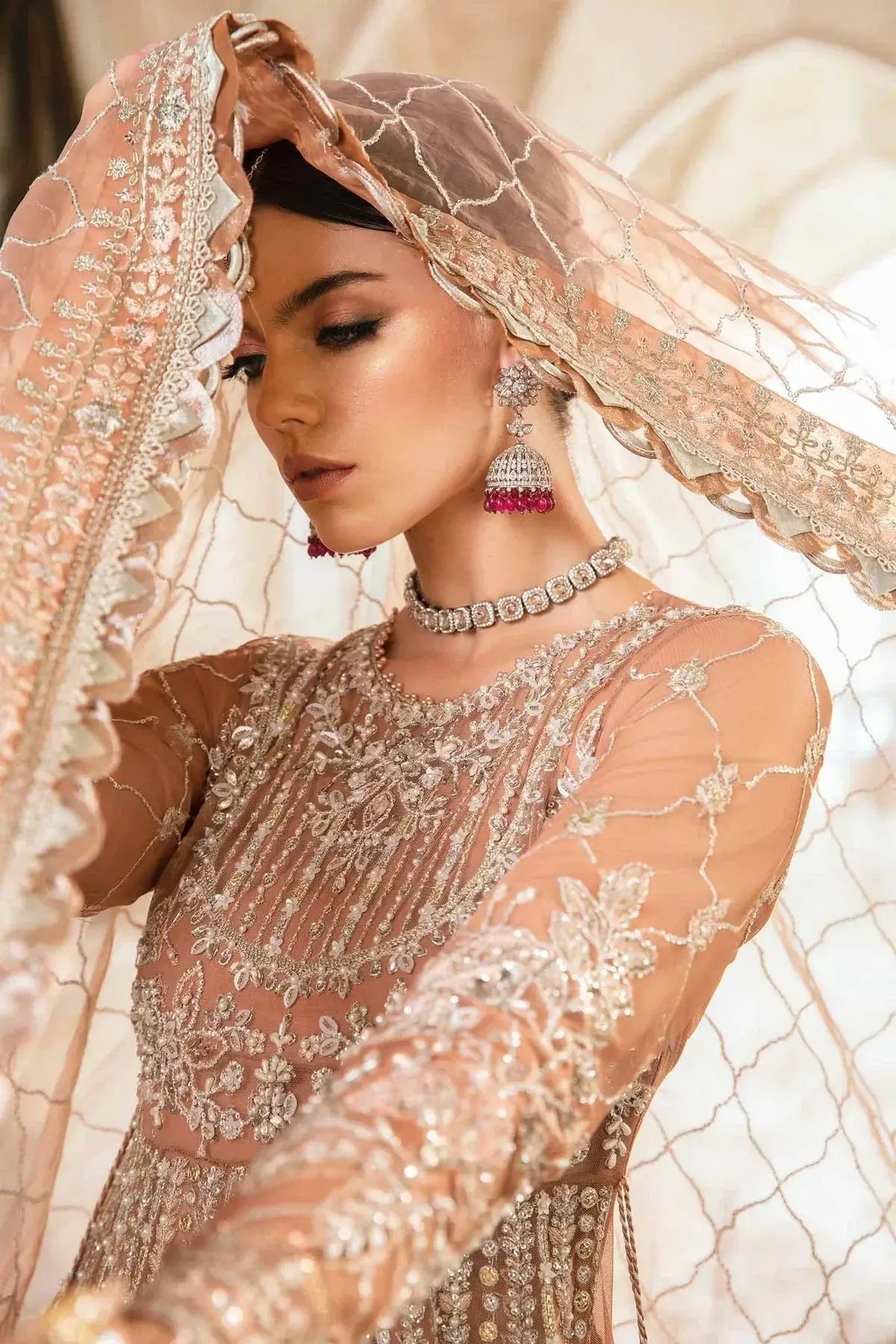 Maria B | Mbroidered Fabrics 2024 | BD-2804 - Pakistani Designer Dress - by Maria B | Type: Bridal - 100% Original at Saira Sultan